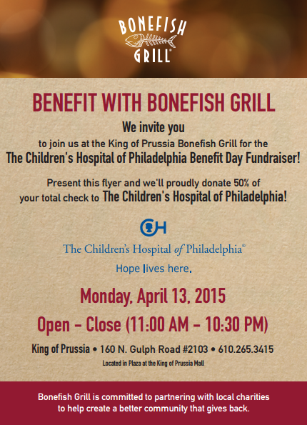 Largest Bonefish Grill in the Nation to Open in King of Prussia; Partners with the Children’s Hospital of Philadelphia