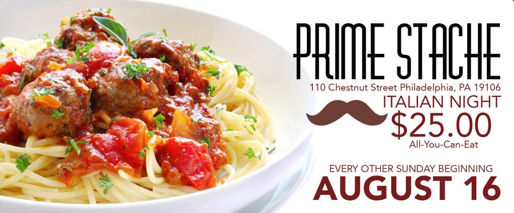 Prime Stache AYCE Pasta Night Starts August 16