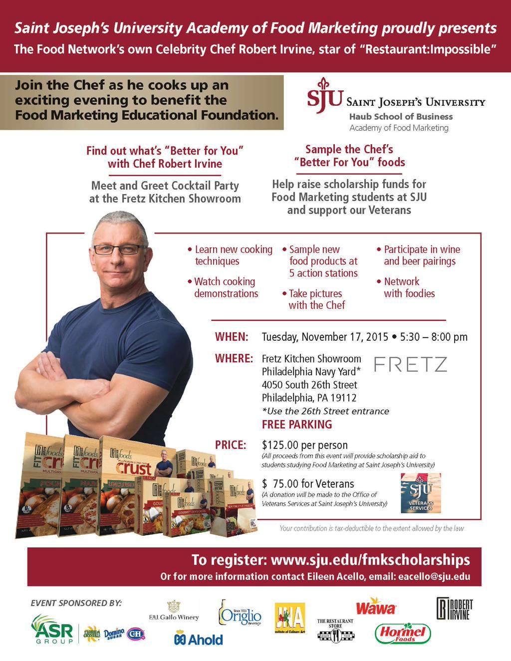 Celebrity Chef Robert Irvine to Headline SJU Fundraiser November 17