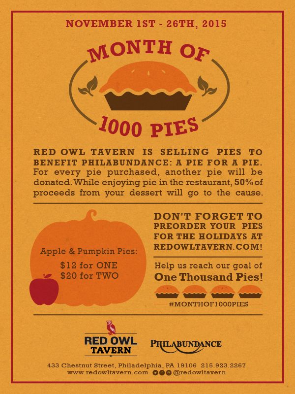 Red Owl Tavern Launches Month of 1000 Pies in November for Philabundance