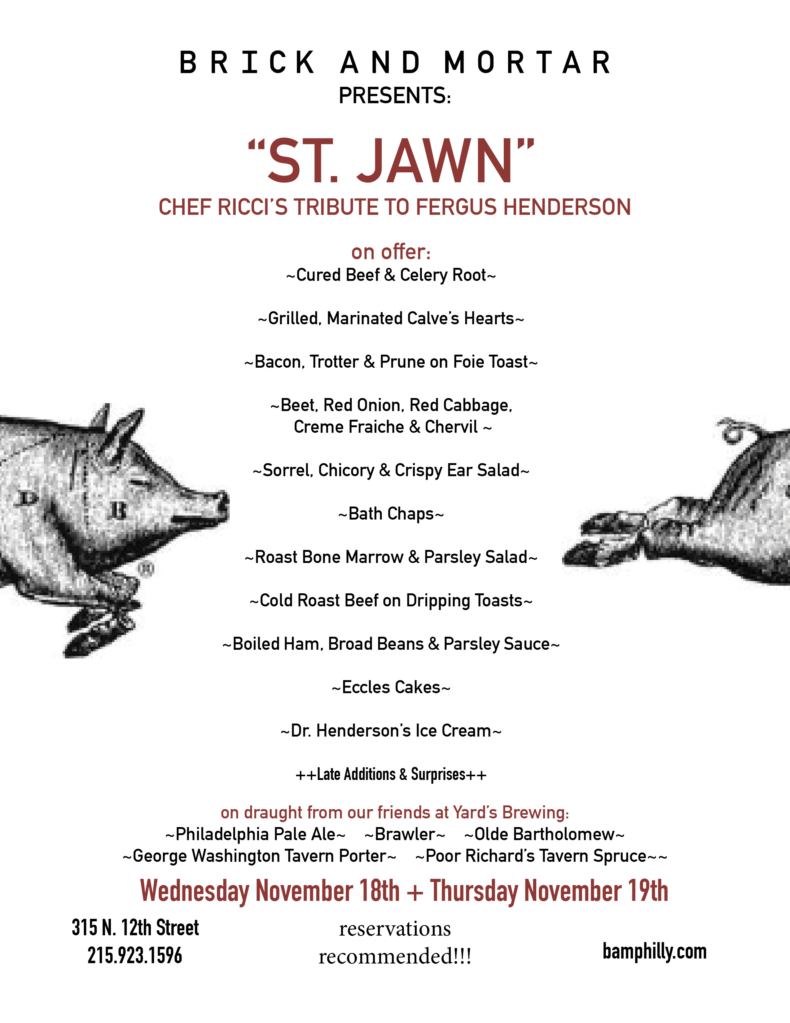 Brick & Mortar’s Chef Brian Ricci Presents St. JAWN Dinner