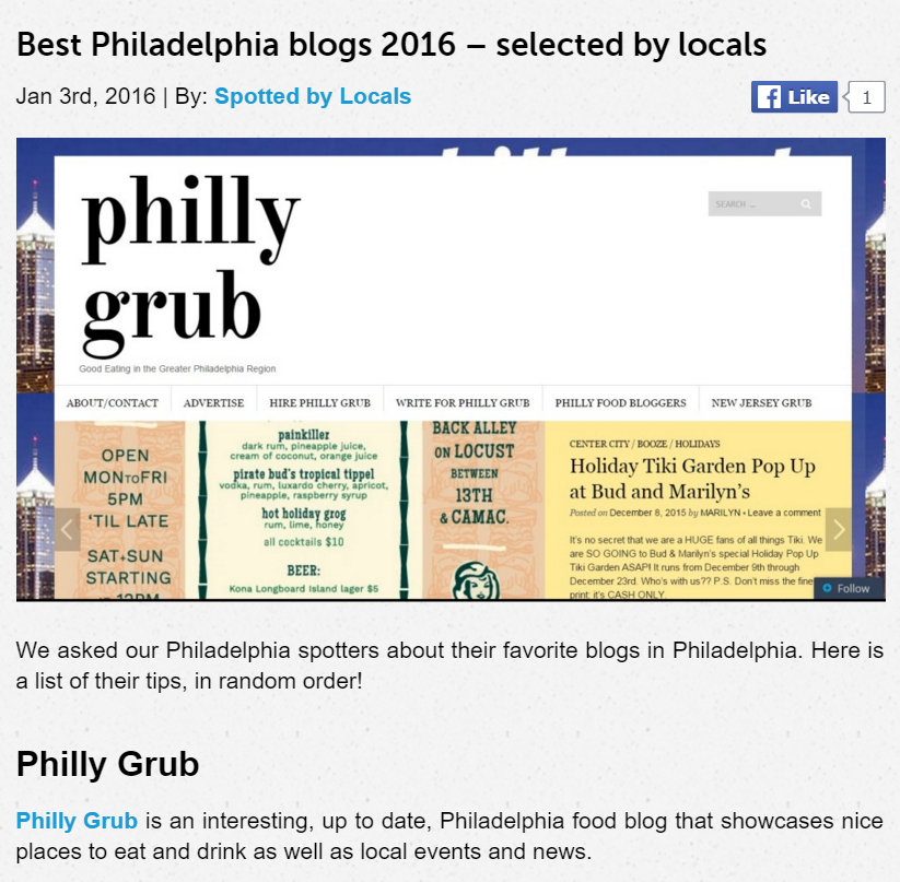 Spotted By Locals Acknowledge Philly Grub “Favorite Philadelphia Blog”