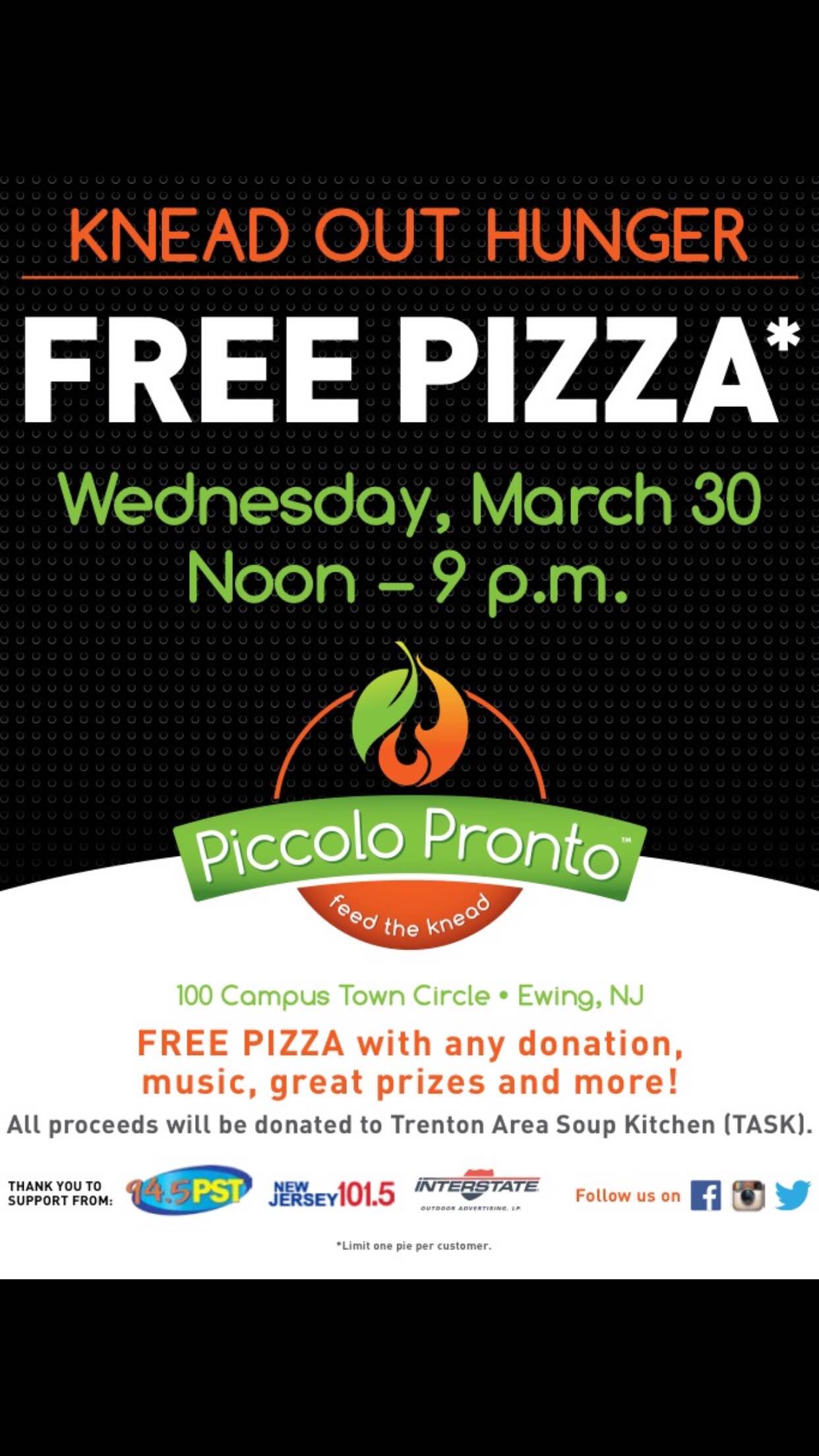 Free Pizza at Piccolo Pronto’s Grand Opening on Wednesday, March 30