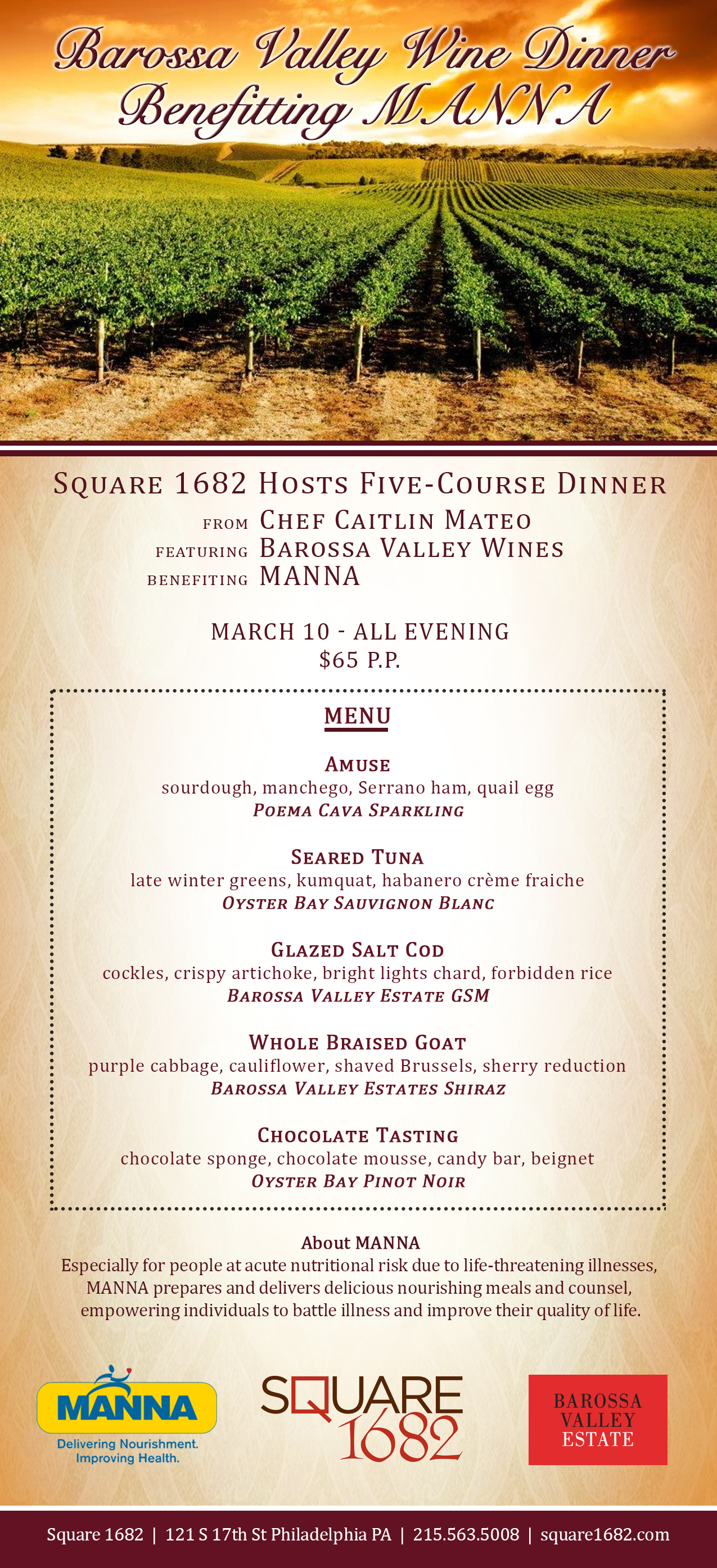 Square 1682 Hosts Five-Course Benefit Dinner for Local Non-Profit MANNA
