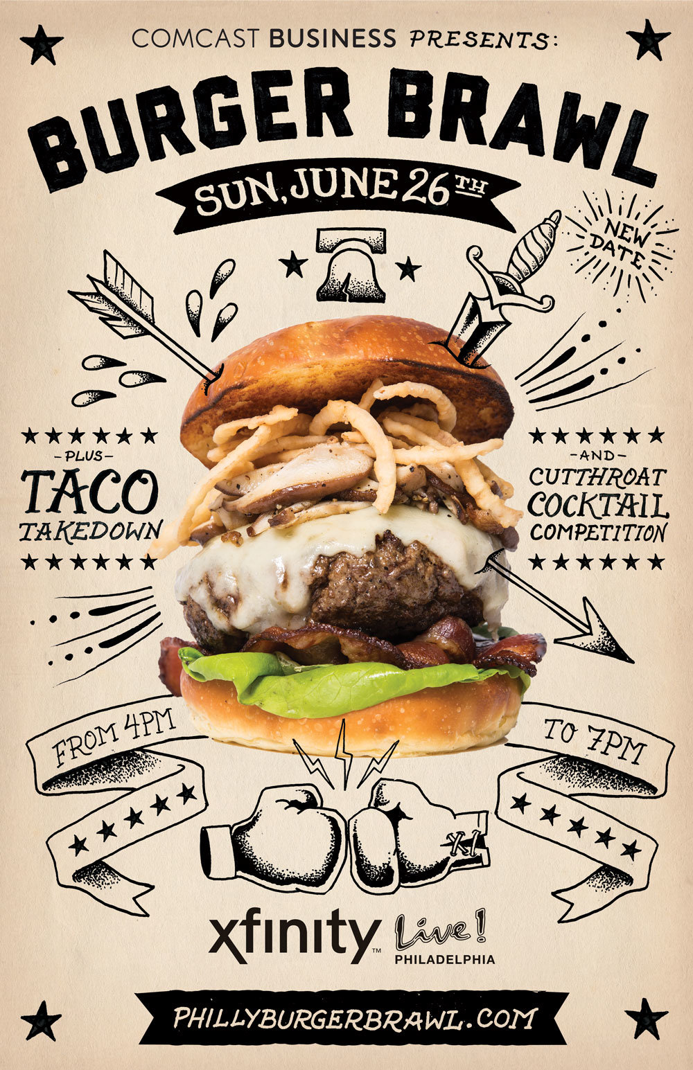 Burger Brawl & Taco Takedown 2016 This Sunday June 26th at XFINITY Live
