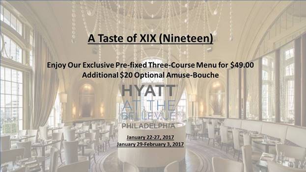 Taste of XIX (Nineteen) Prix Fixe