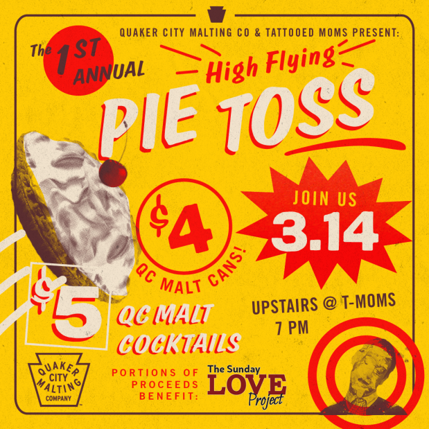 CANCELLED: QC Malt Pie Throwing Competition on Pi Day at Tattooed Mom