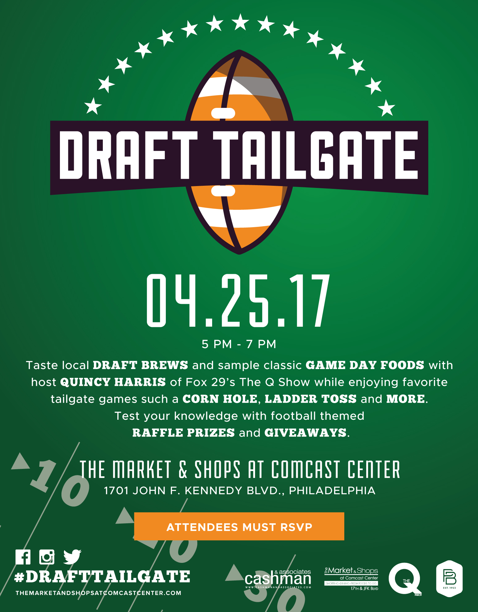 Free Beer & Game Day Food at NFL Draft Tailgate at Market & Shops at Comcast Center