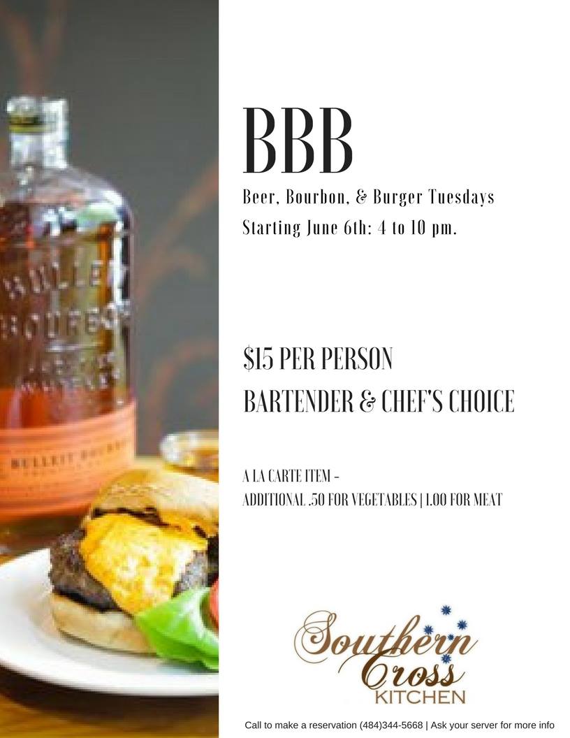 Beer, Bourbon, and Burger Night at Southern Cross Kitchen in Conshohocken