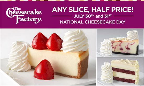 The Cheesecake Factory Celebrates National Cheesecake Day with Half Price Cheesecake