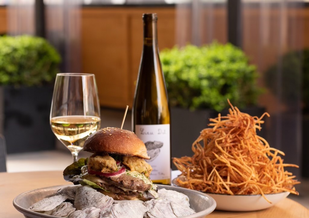 One Night Only! Sweet Amalia Oyster Topped Burger at a.kitchen