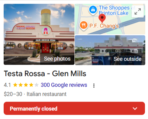 Testa Rossa Permanently Closes in Glen Mills